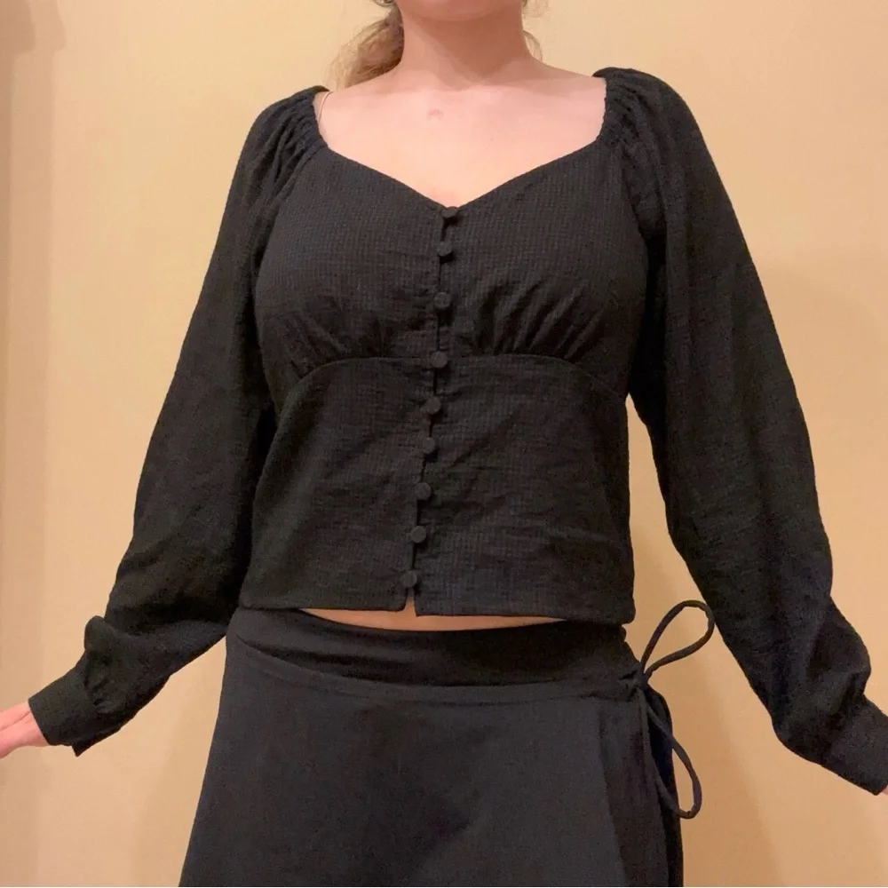 Madewell Preston puff sleeve top blouse button front gingham